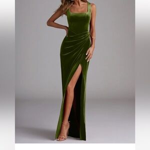 Azazie Mero Olive Green Dress